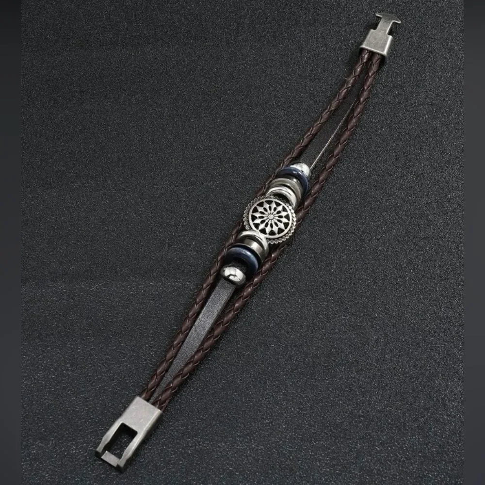 Brown Leather Compass Bracelet l New